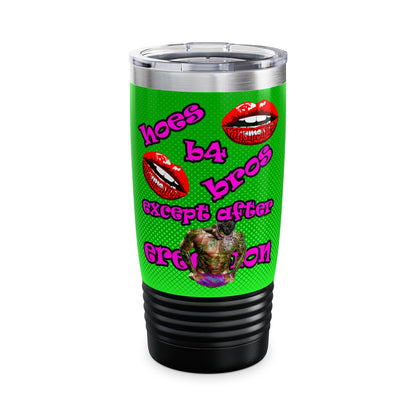 hoes b4 bros - Ringneck Tumbler, 20oz (logo green)