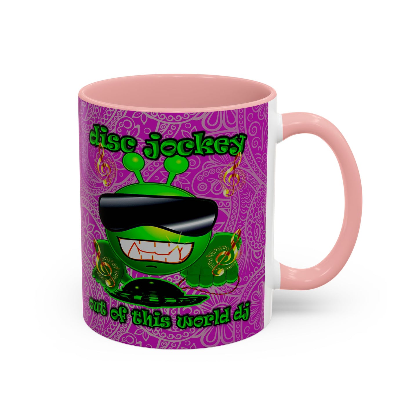 disc jockey - Accent Mug (pink swirl)