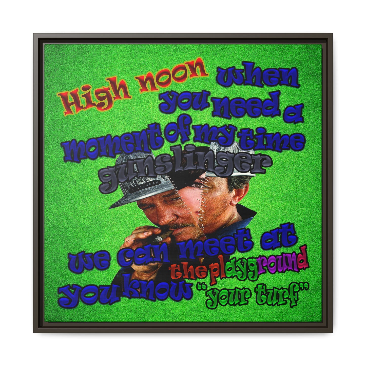 high noon - framed canvas art (green turf)