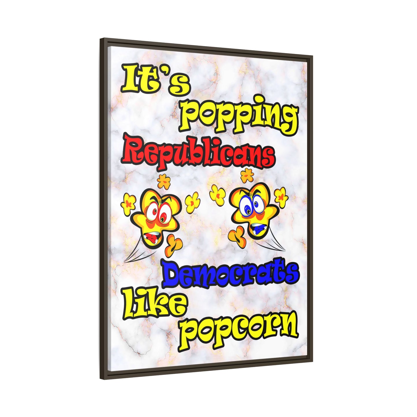popping like popcorn - framed canvas art (white marble)