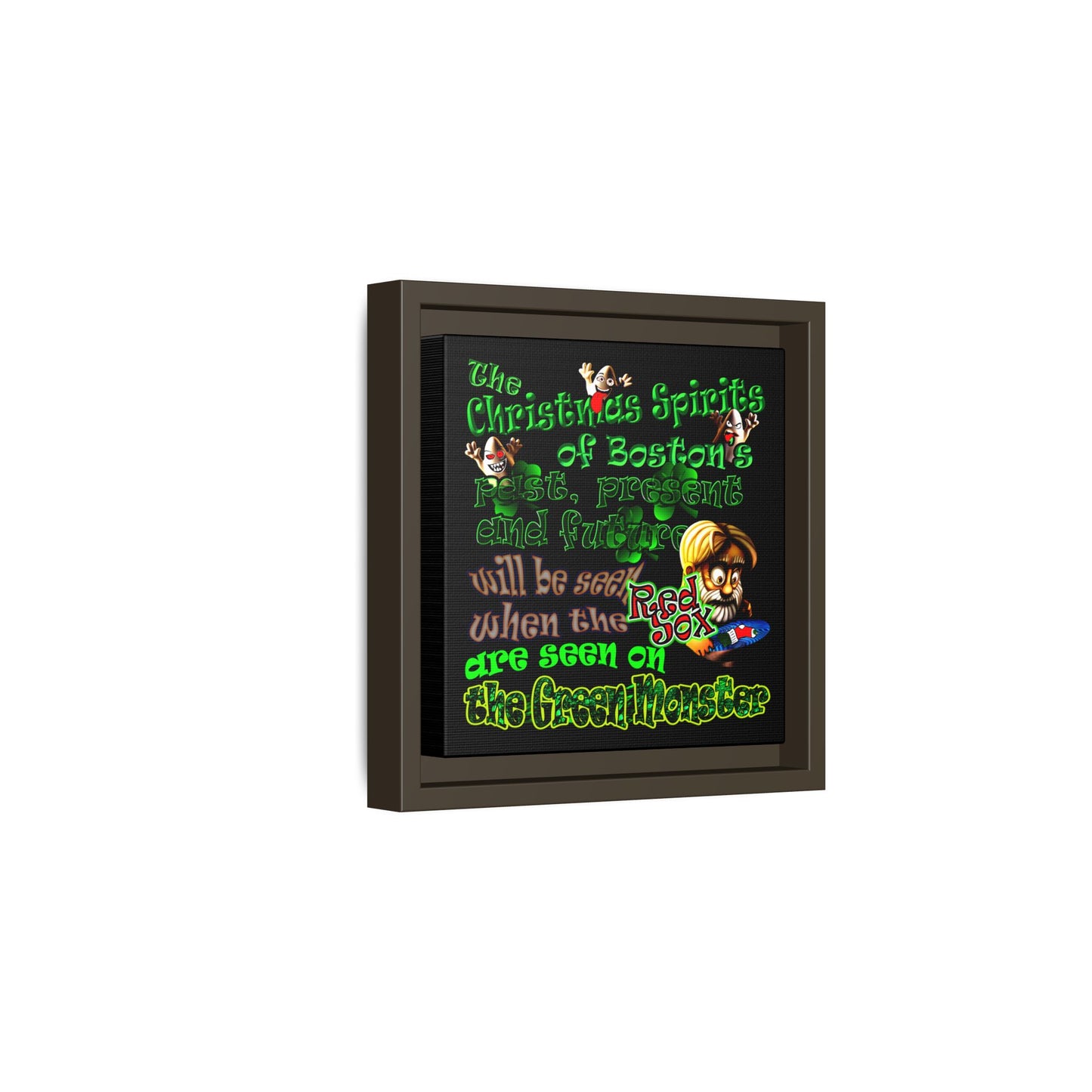 christmas spirits of boston - framed canvas art (black)