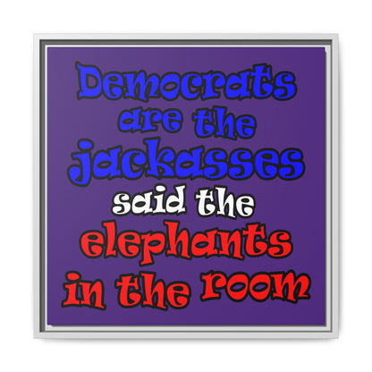 donkeys and elephants - framed canvas art (purple)