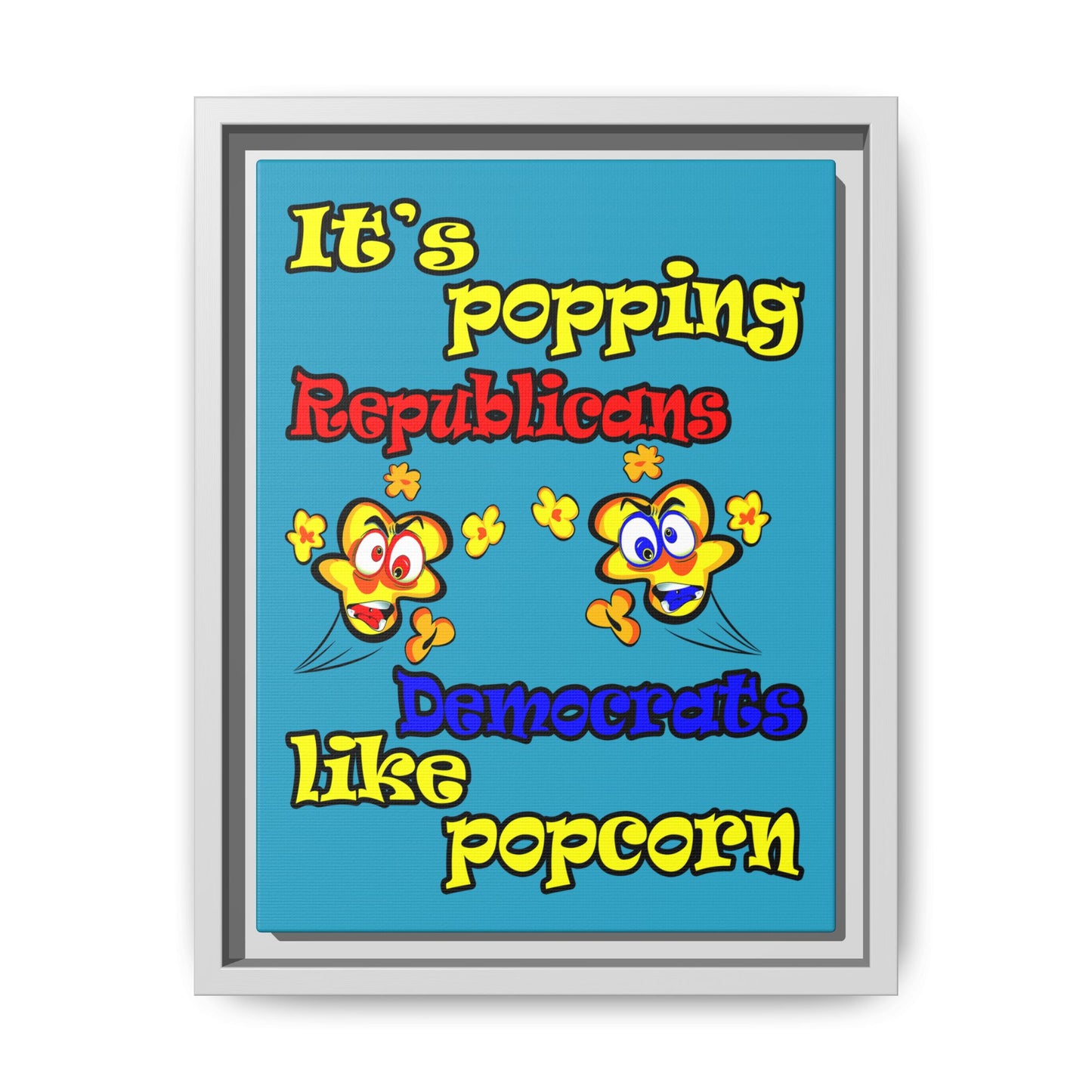 popping like popcorn - framed canvas art (turquoise)
