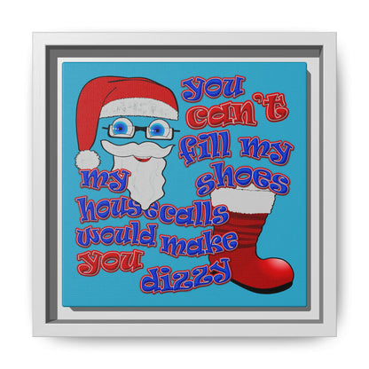 santa's shoes - framed canvas art (turquoise)
