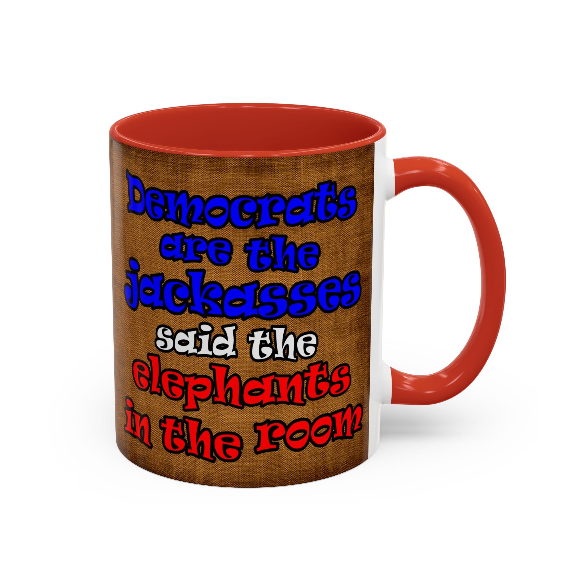 donkeys and elephants - Accent Mug (brown papyrus)