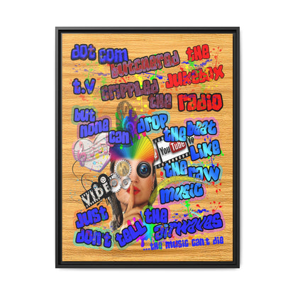 drop the beat - framed canvas art (butterscotch wood finish)