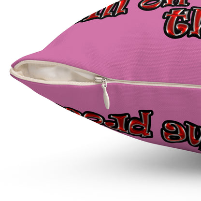 schrodinger's cat - Spun Polyester Square Pillow - (light pink)