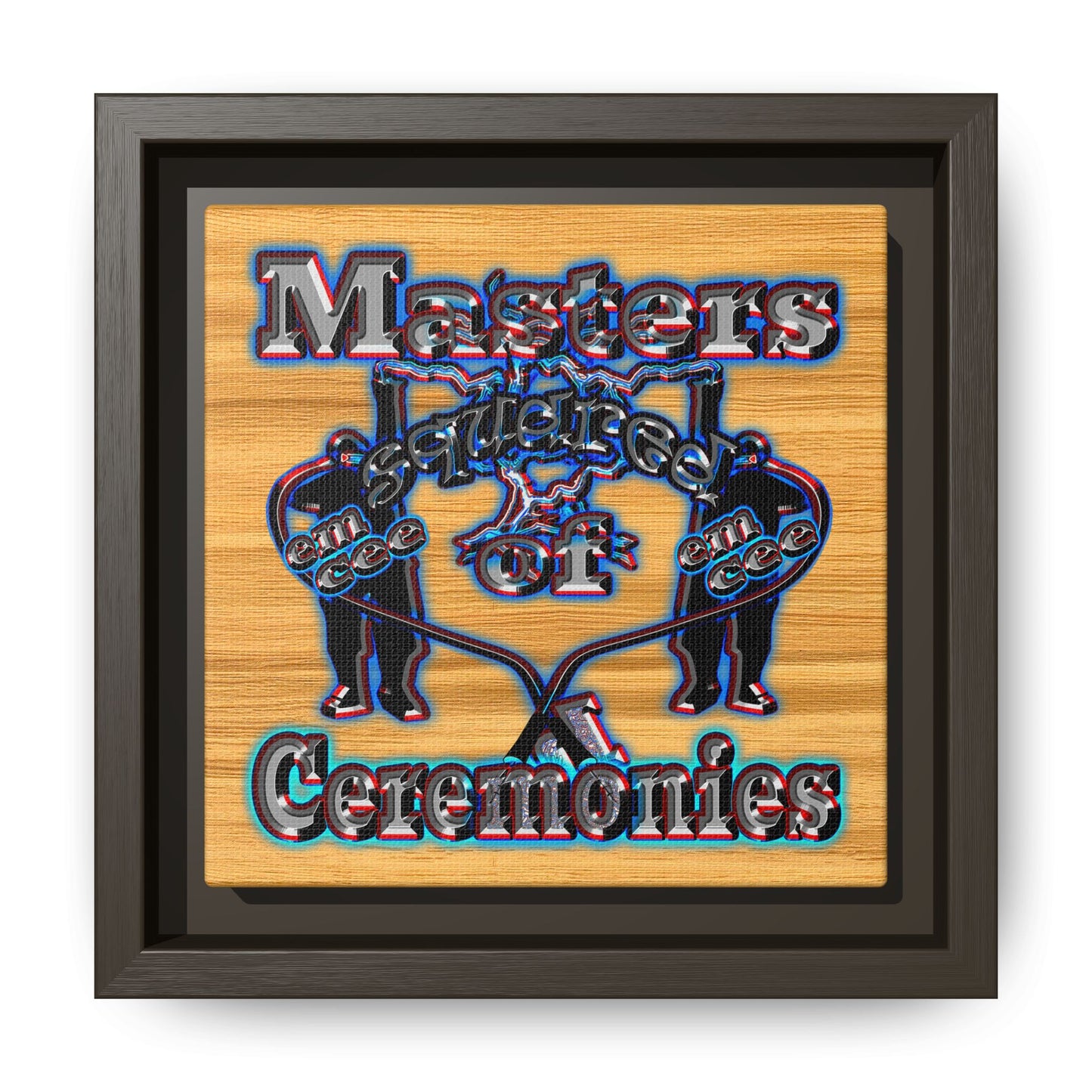em cee squared - framed canvas art (butterscotch wood finish)