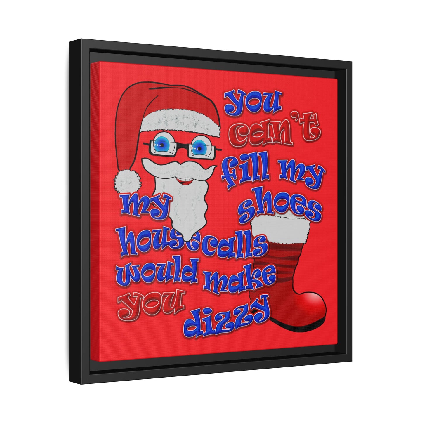 santa's shoes - framed canvas art (red)