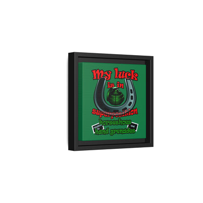 my luck - framed canvas art (dark green)