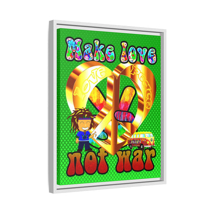 love peace - framed canvas art (logo green)