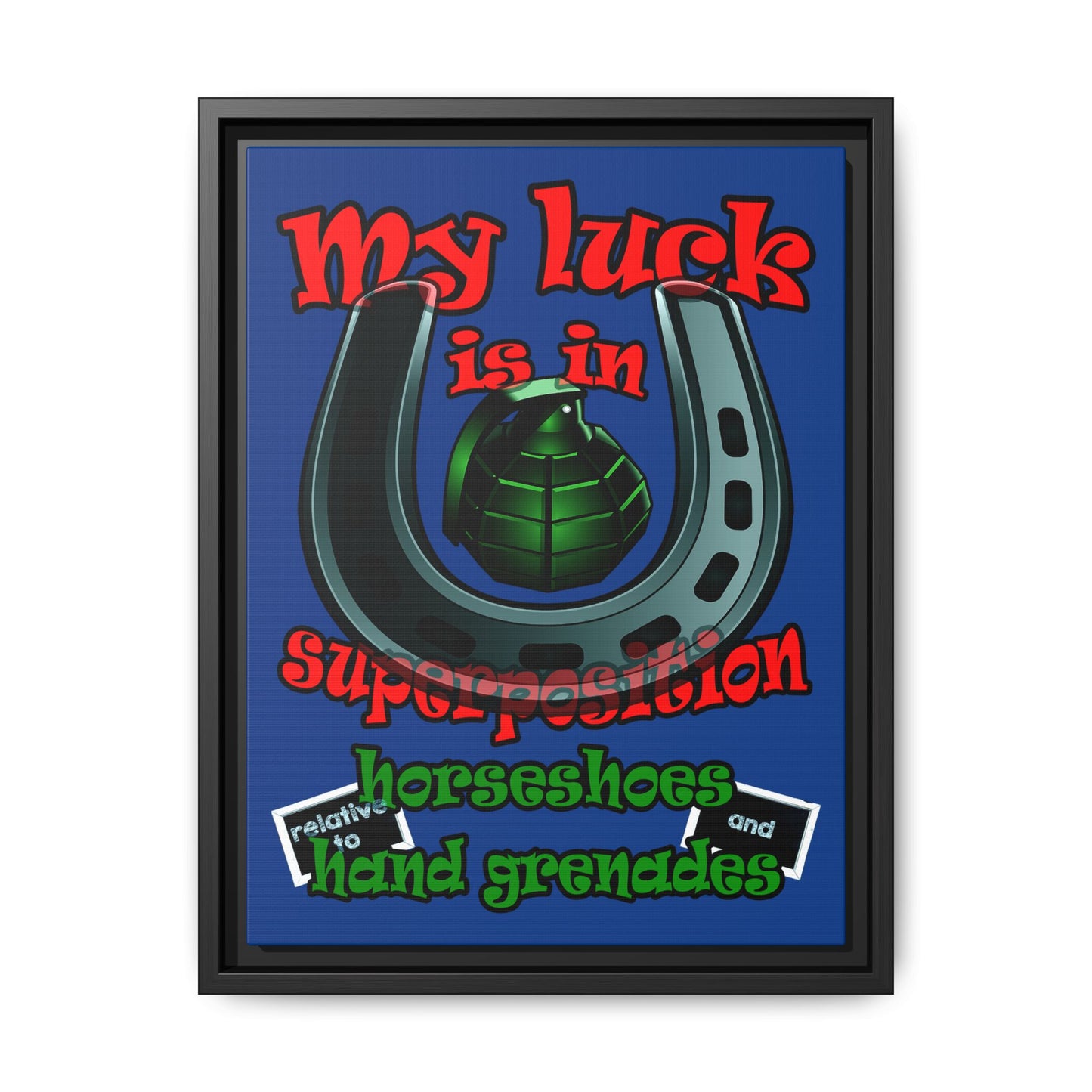 my luck - framed canvas art (dark blue)