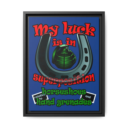 my luck - framed canvas art (dark blue)
