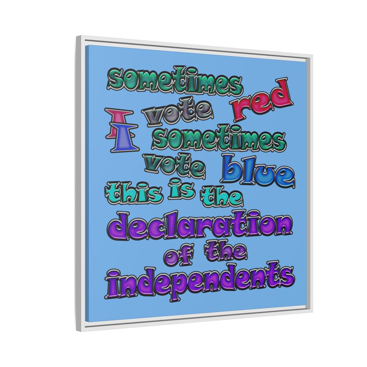 declaration of the independents - framed canvas art (light blue)