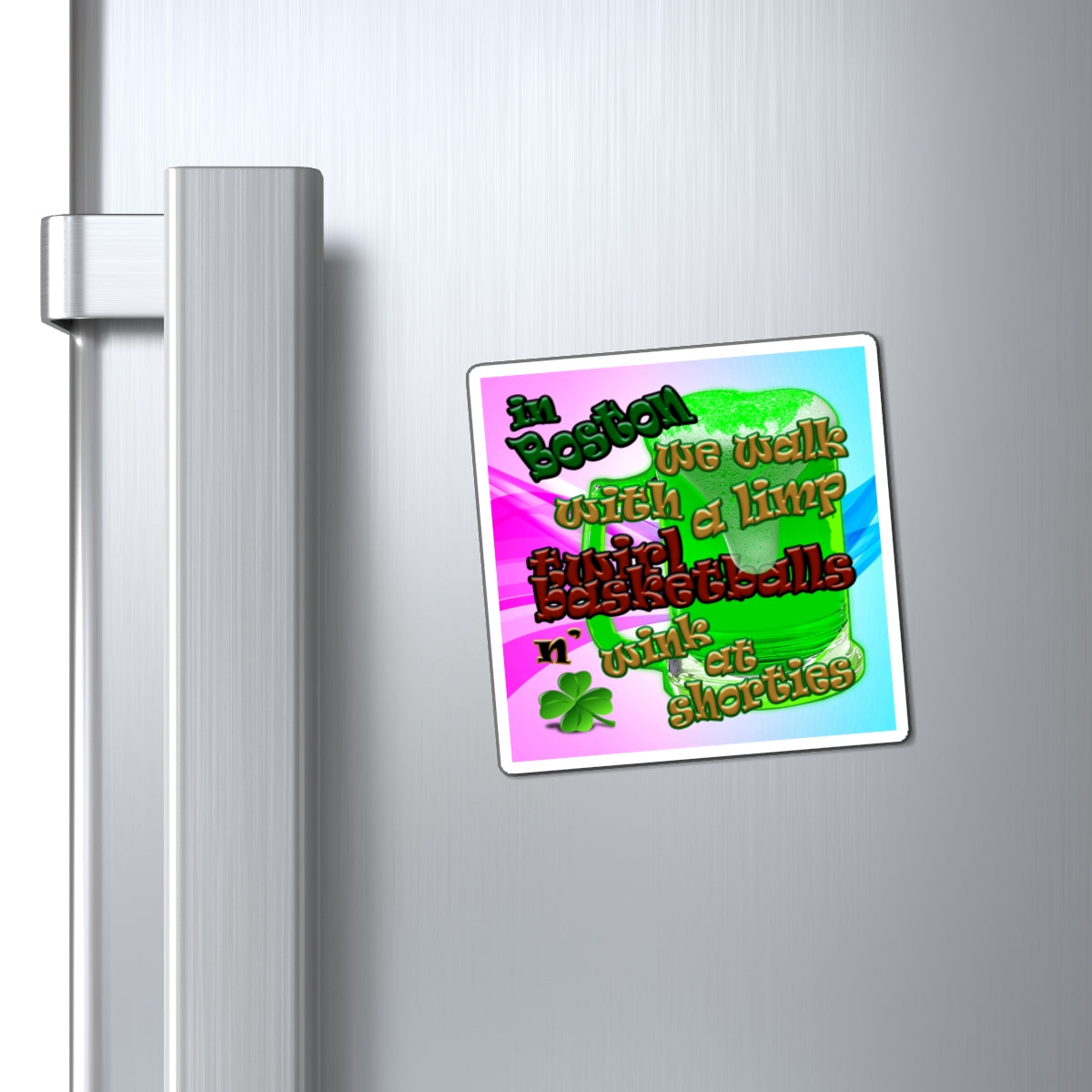 celtics logo - Magnets - (light blue-pink wave)
