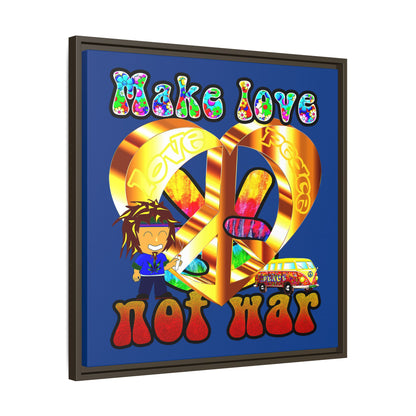 love peace - framed canvas art (dark blue)