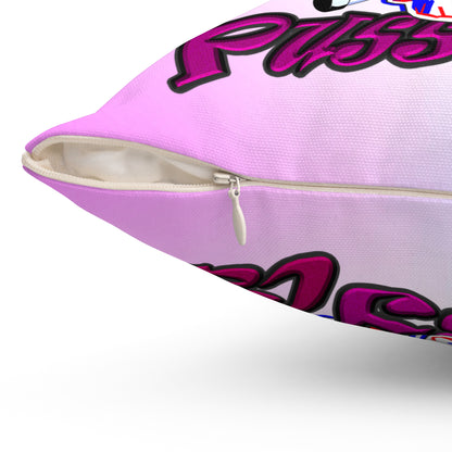 tag that - Spun Polyester Square Pillow - (light blue-pink wave)