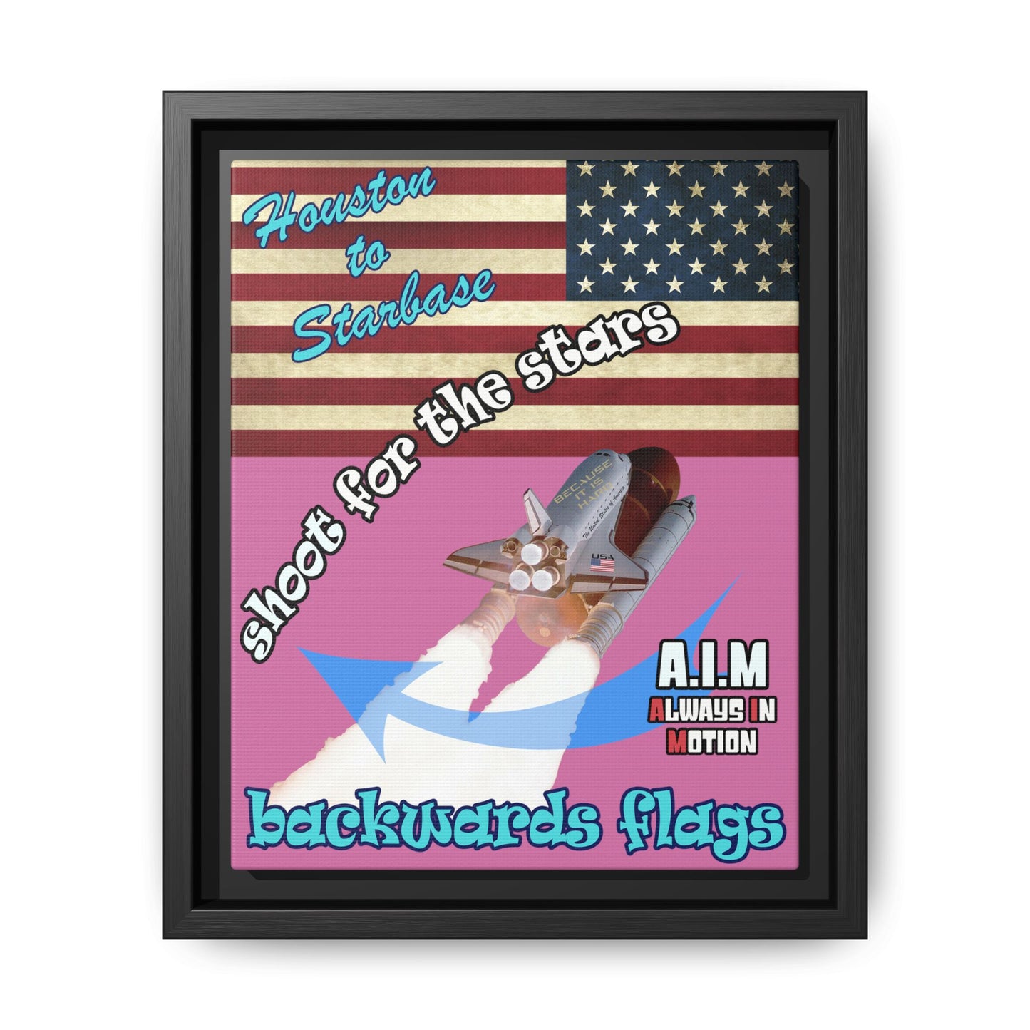 shoot for the stars - framed canvas art (light pink)