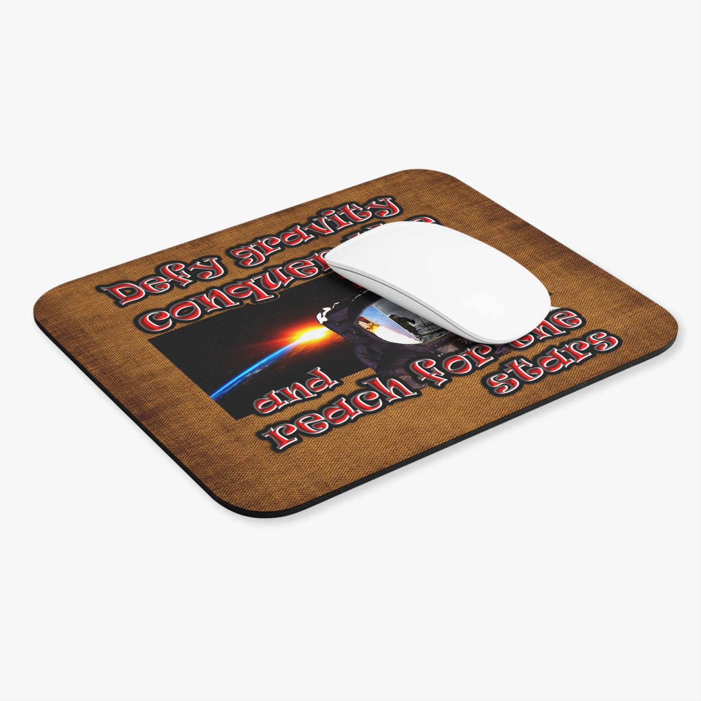 defy conquer reach - Mouse Pad (Rectangle) (brown papyrus)