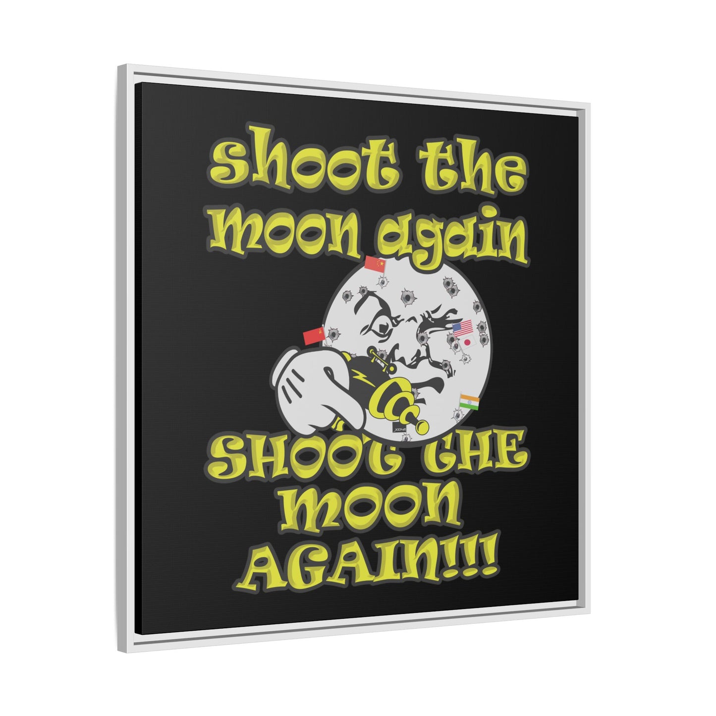 shoot the moon again - framed canvas art (black)