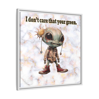 I don't care that your green - framed canvas art (white marble)