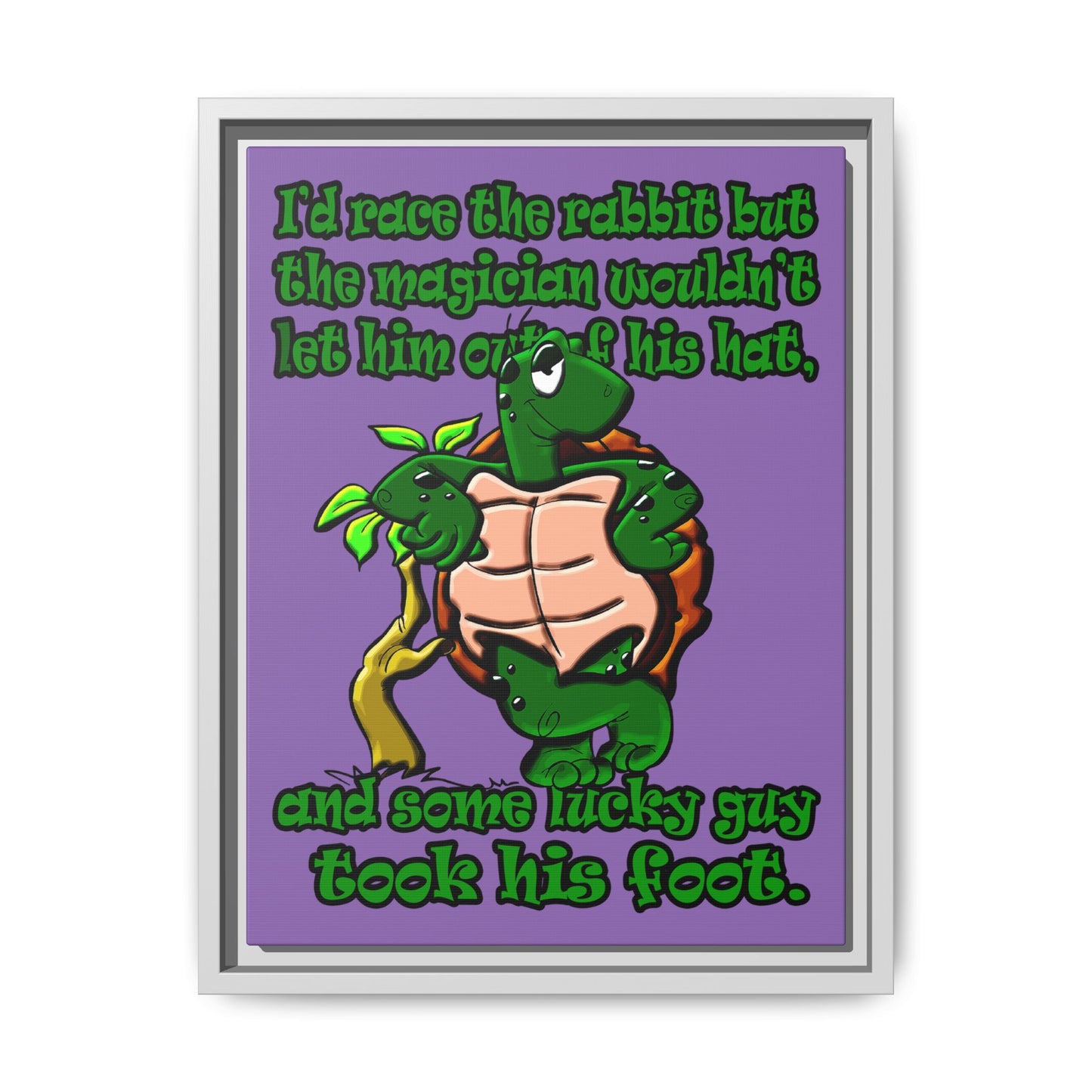 turtle race - framed canvas art (light purple)