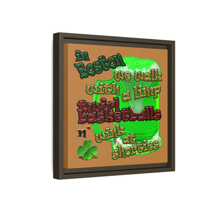 celtics logo - framed canvas art (light brown)