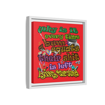 the bum's shit - framed canvas art (red)
