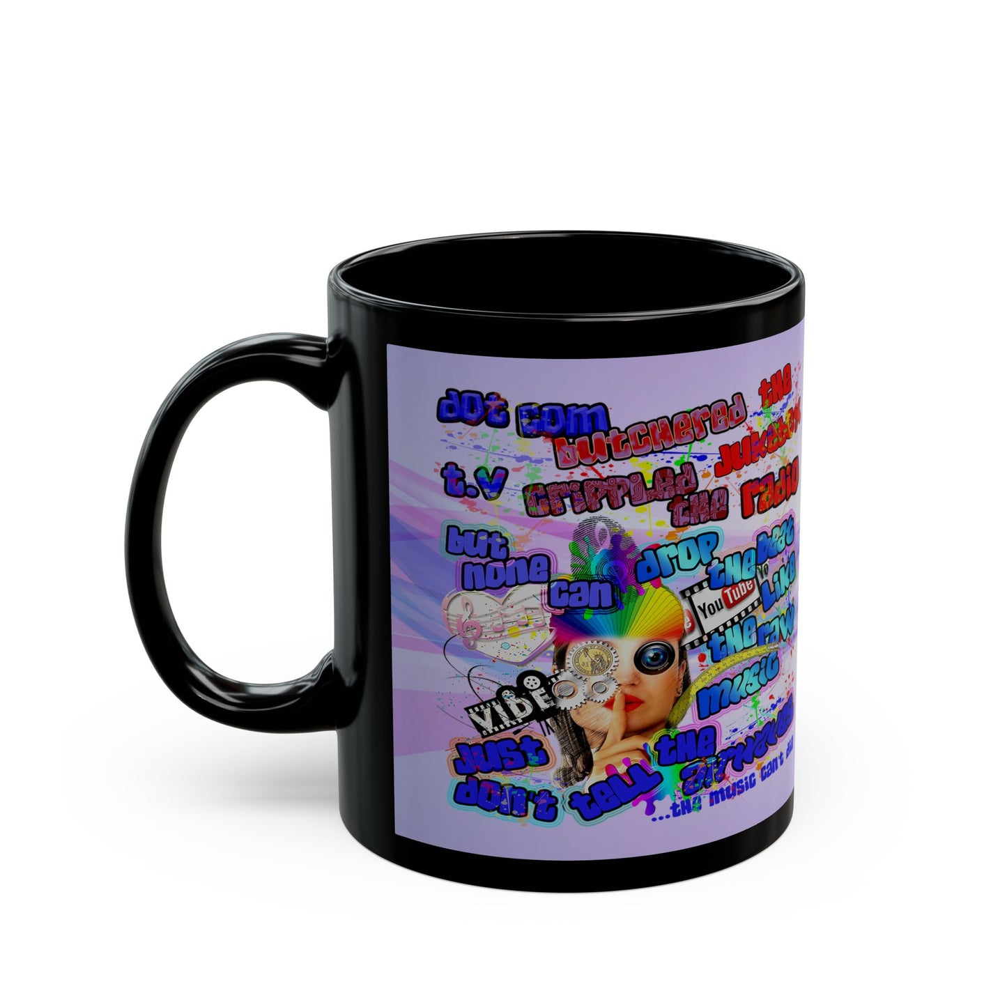 drop the beat - Black Mug (light blue-pink wave)