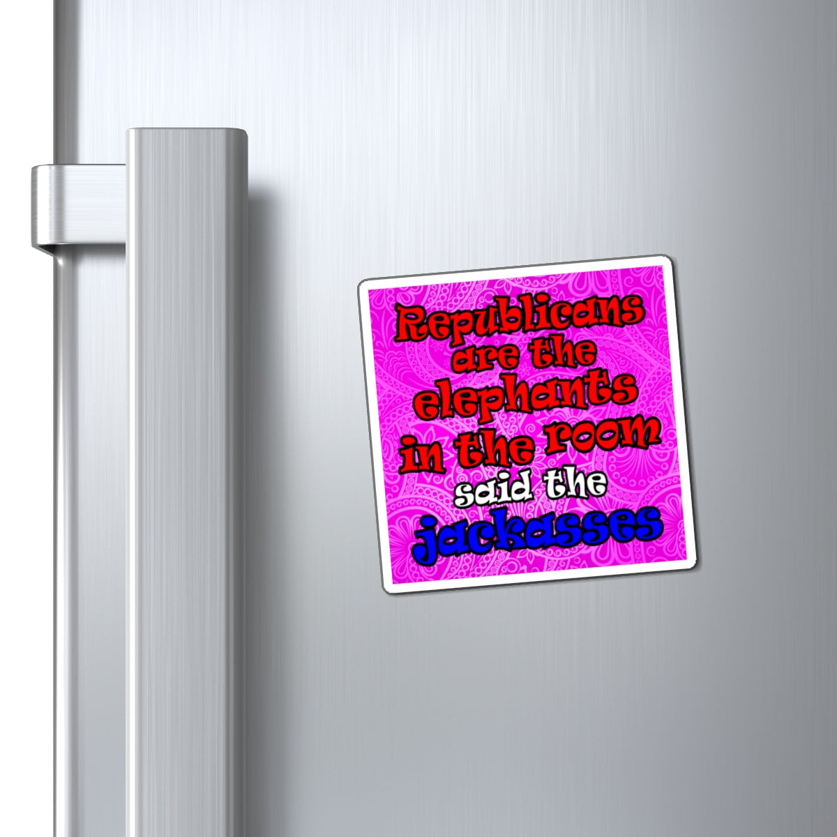 donkeys and elephants - Magnets - (pink swirl)