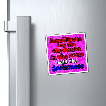 donkeys and elephants - Magnets - (pink swirl)