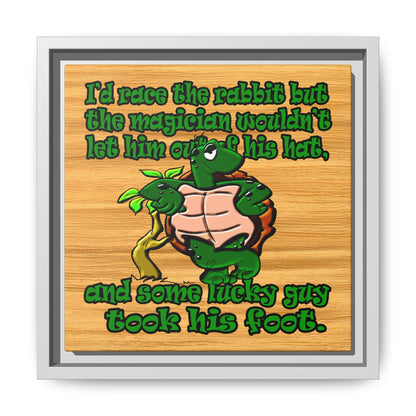 turtle race - framed canvas art (butterscotch wood finish)