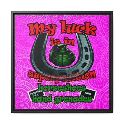 my luck - framed canvas art (pink swirl)