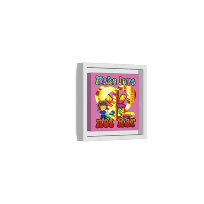 love peace - framed canvas art (light pink)