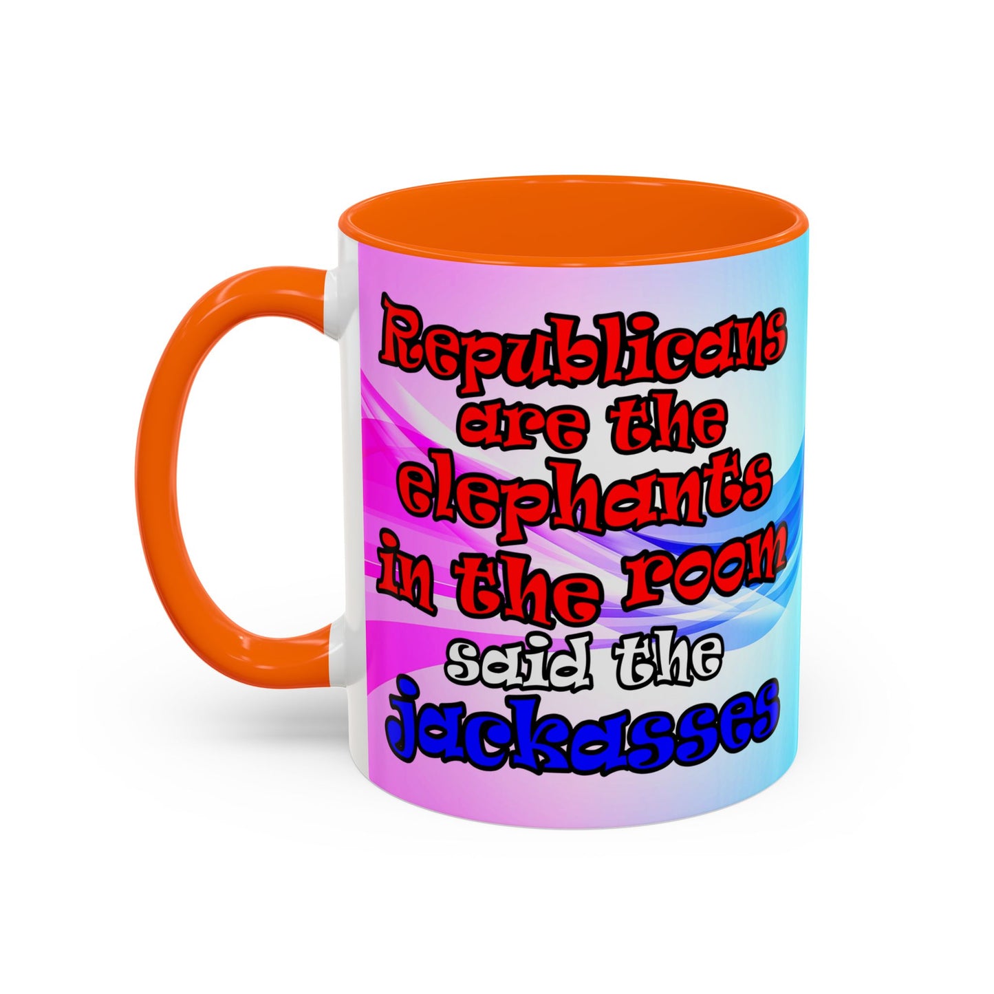 donkeys and elephants - Accent Mug (light blue-pink wave)