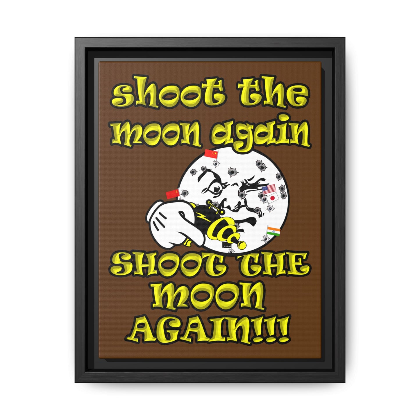 shoot the moon again - framed canvas art (brown)