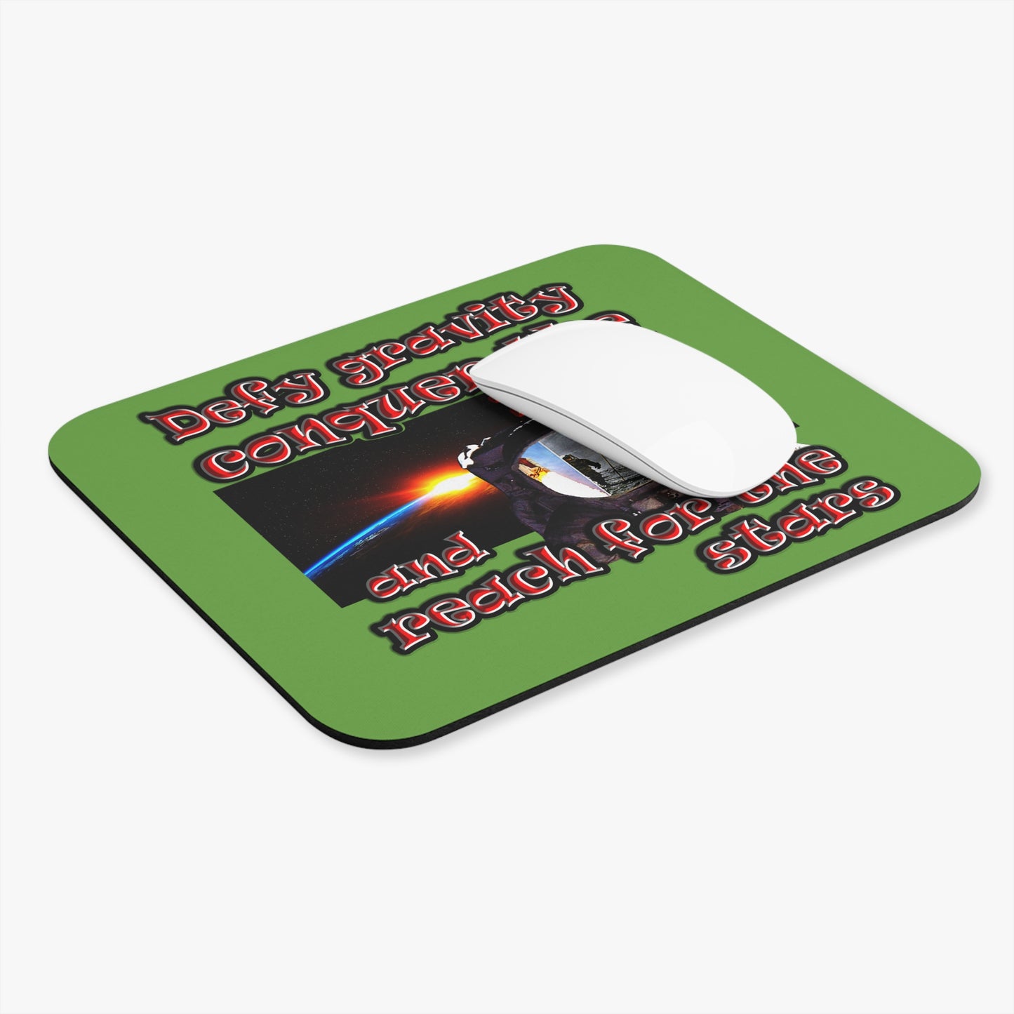 defy conquer reach - Mouse Pad (Rectangle) (green)