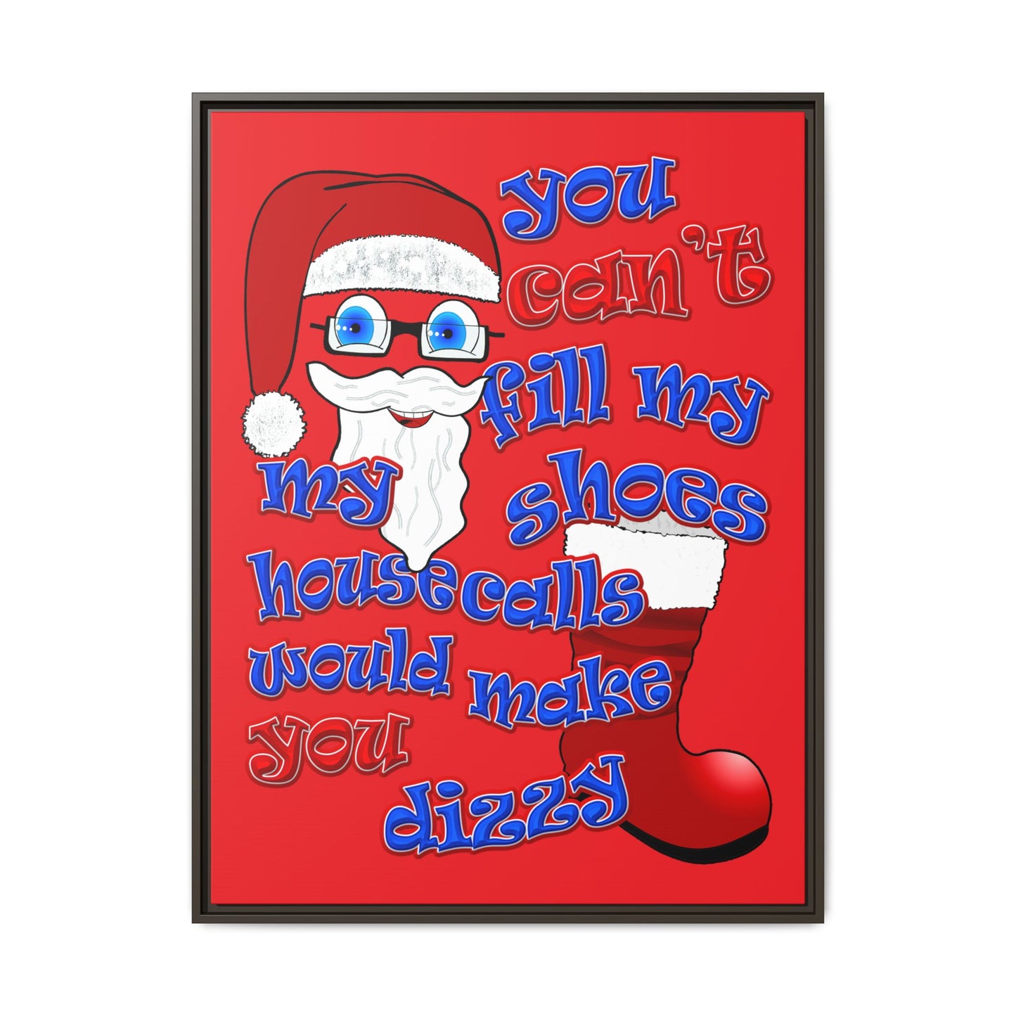 santa's shoes - framed canvas art (red)