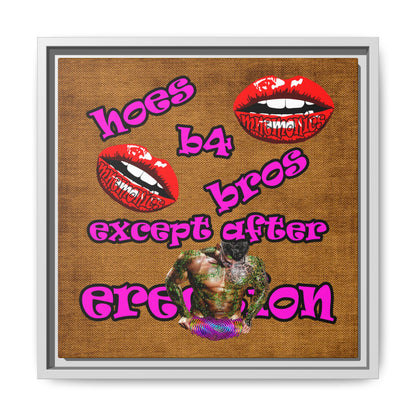 hoes b4 bros - framed canvas art (brown papyrus)