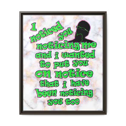 noticed you noticing - framed canvas art (white marble)