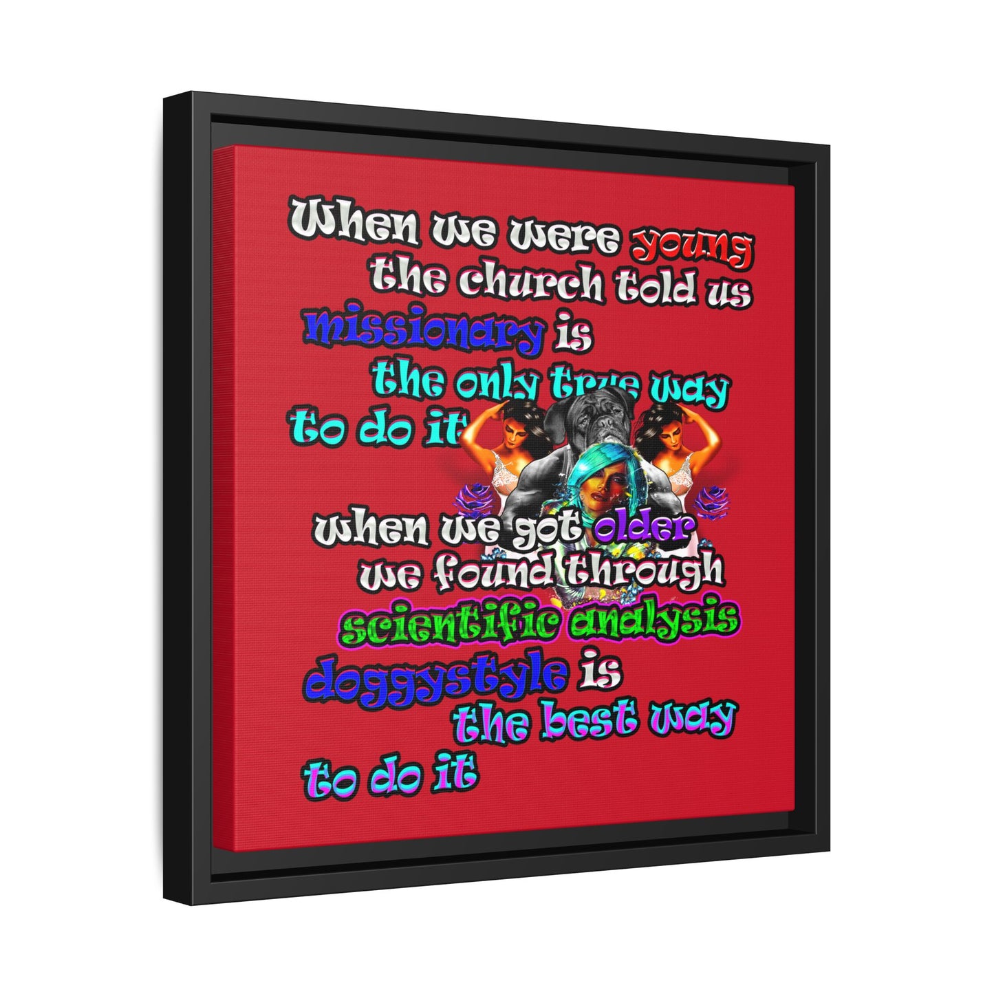 doggystyle - framed canvas art (dark red)