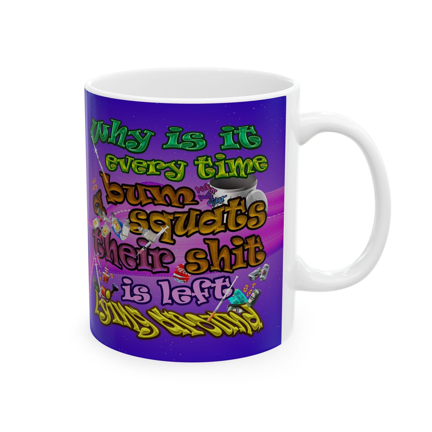 the bum's shit - White Mug (purple-pink wave)