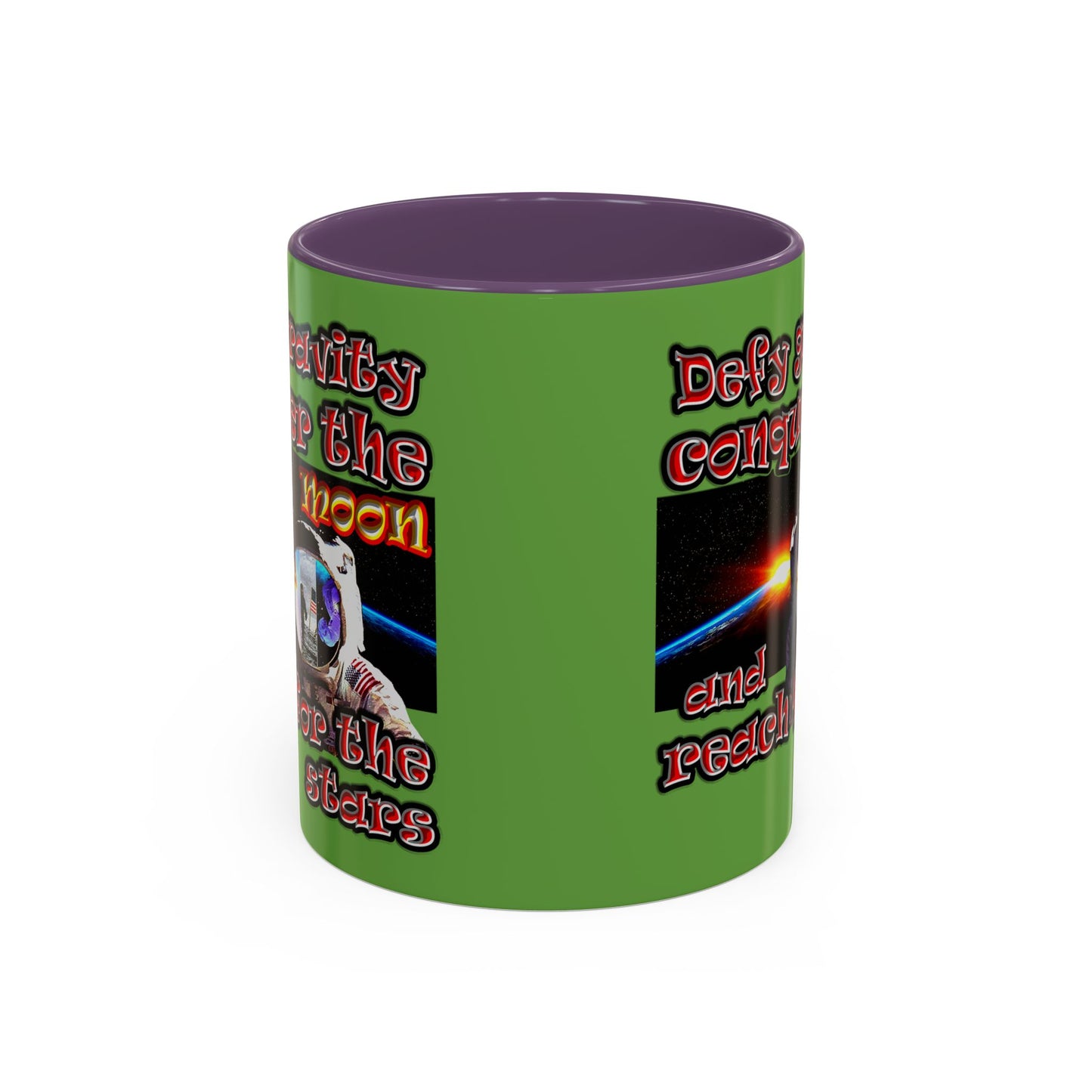 defy conquer reach - Accent Mug (green)
