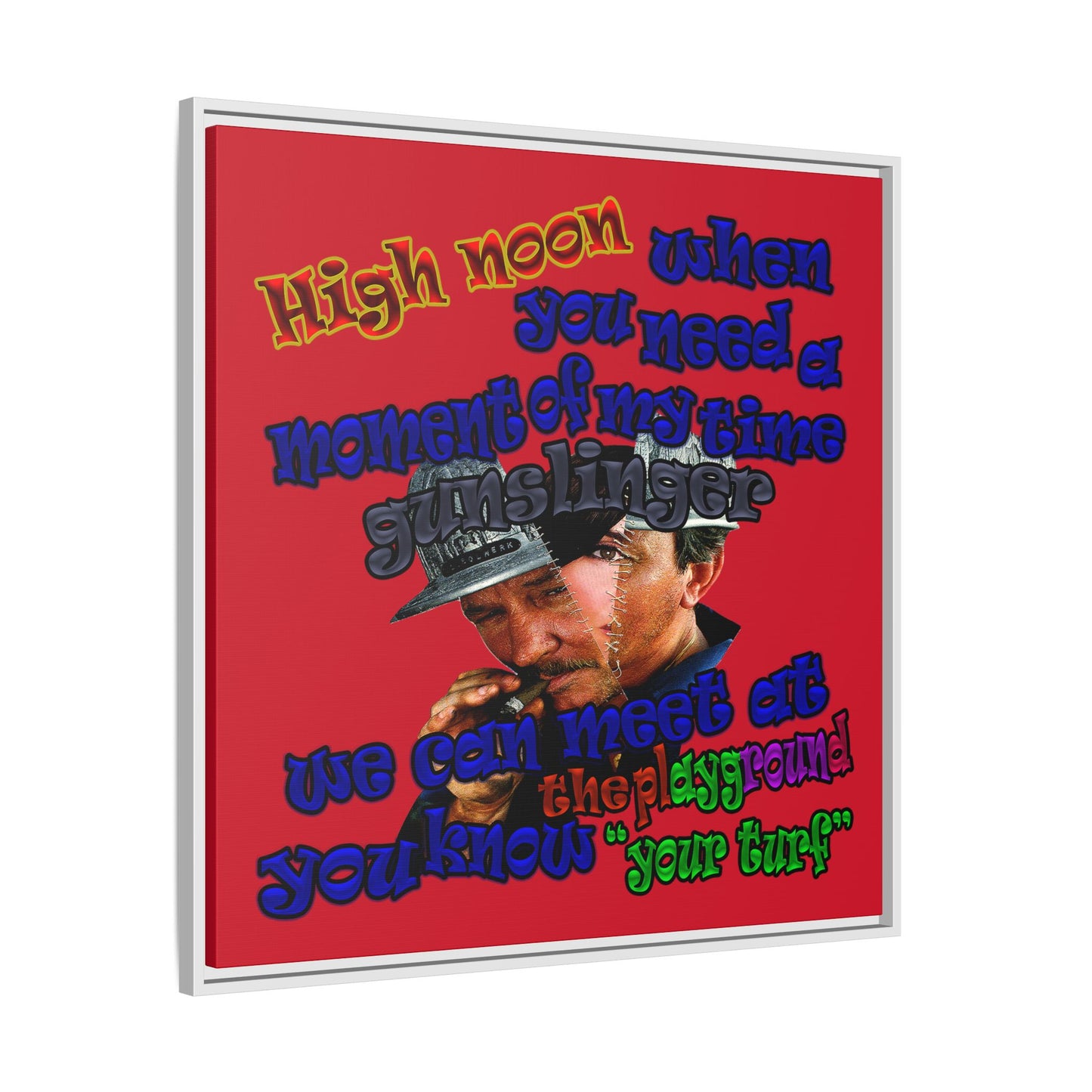 high noon - framed canvas art (dark red)