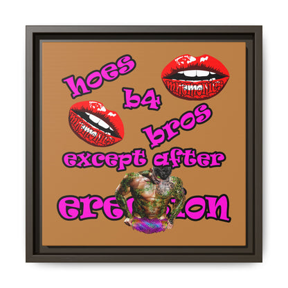 hoes b4 bros - framed canvas art (light brown)