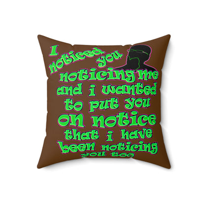 noticed you noticing - Faux Suede Square Pillow - (brown)