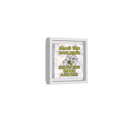 shoot the moon again - framed canvas art (white marble)