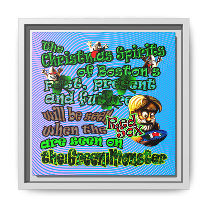christmas spirits of boston - framed canvas art (light blue-purple wave)