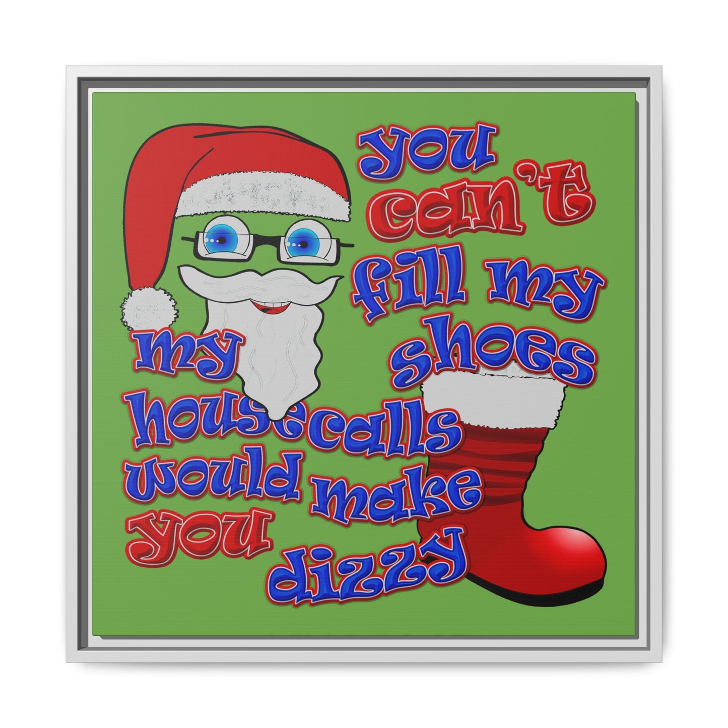 santa's shoes - framed canvas art (green)