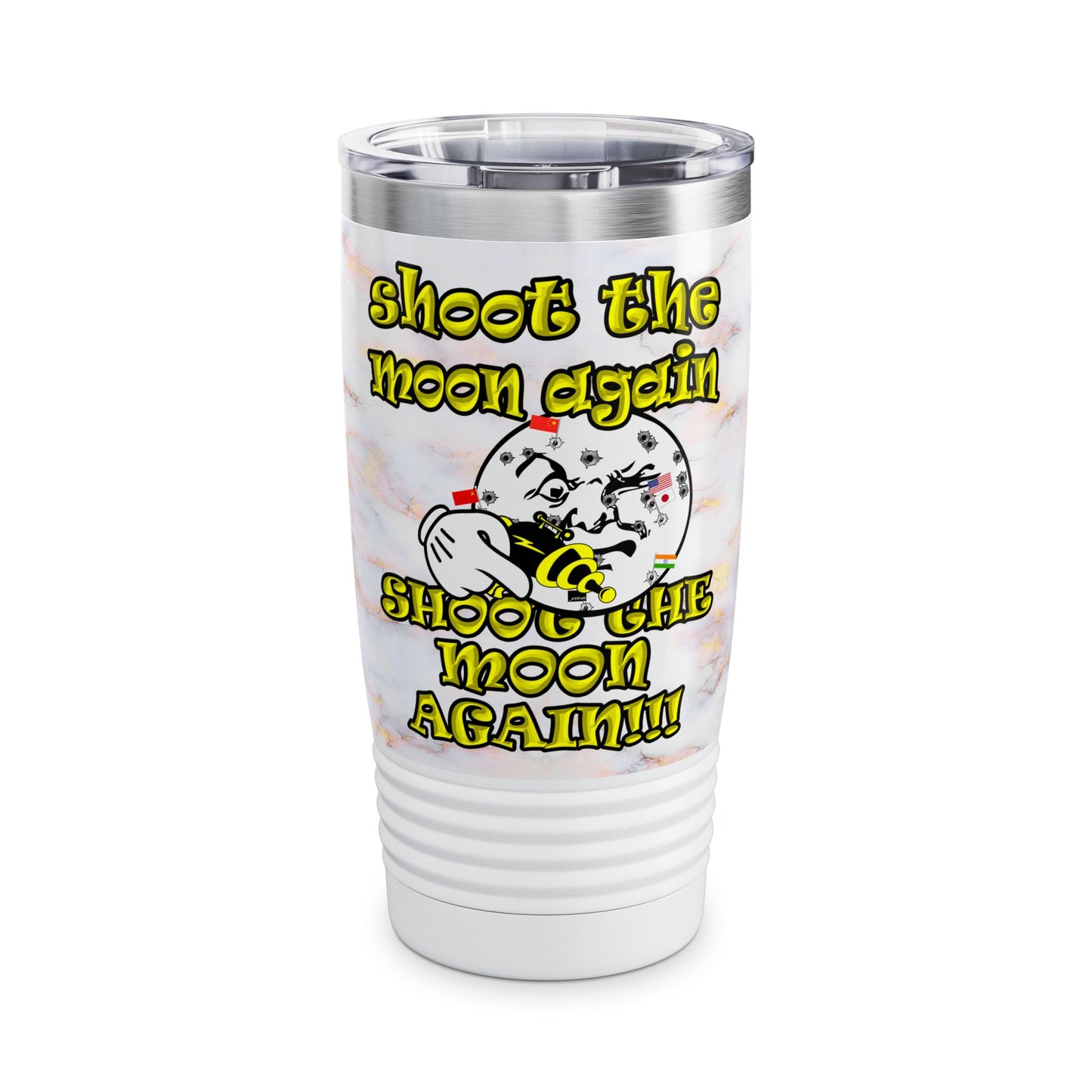 shoot the moon again - Ringneck Tumbler, 20oz (white marble)